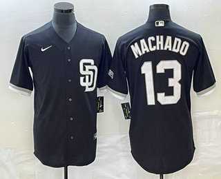 Men's San Diego Padres #13 Manny Machado Black 2023 Cool Base Stitched Jerseys